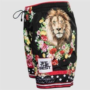 DOLCE & GABBANA * DJ KHALED 4 Floral lion head swim trunks shorts
